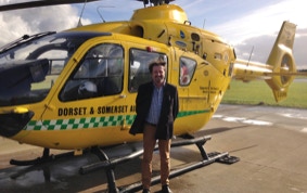 Jonathan Falconer with the Dorset and Somerset Air Ambulance